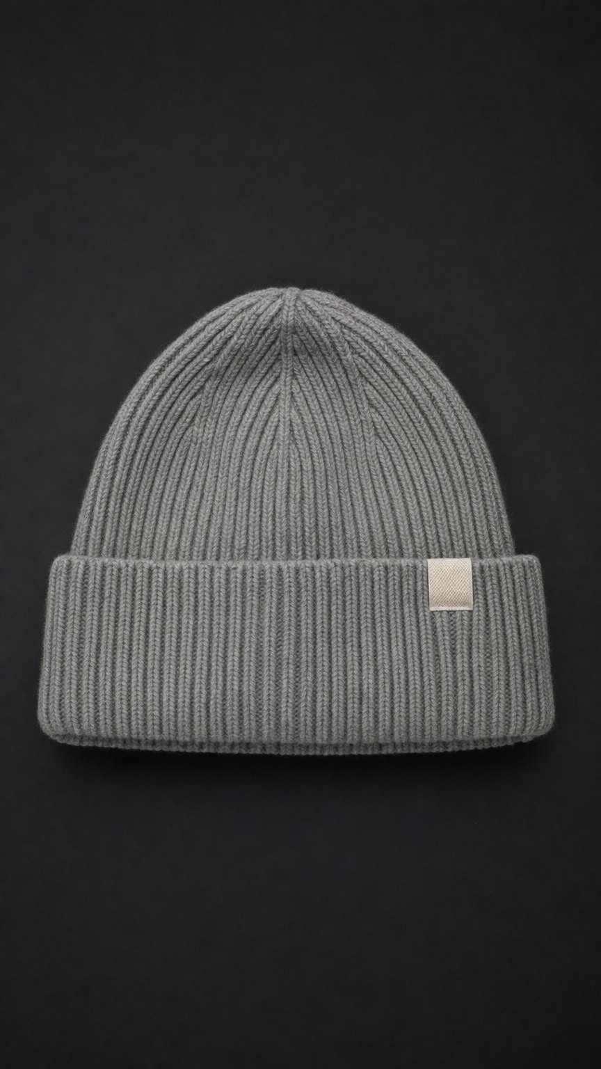 The Watch Cap in undyed cement merino rib.